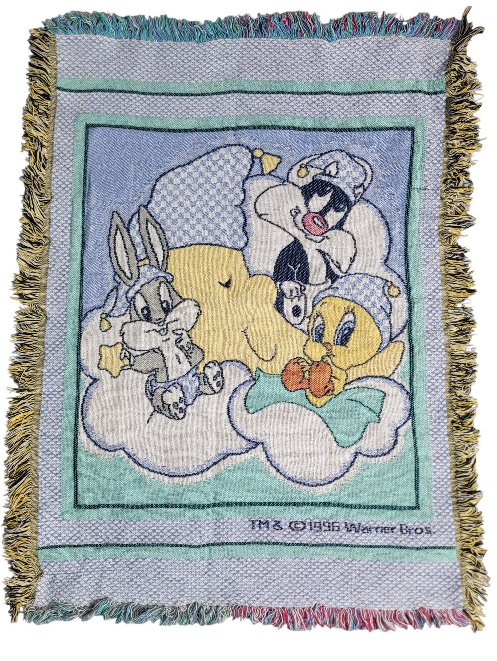 Warner Bros. Baby Looney Tunes Woven Throw Blanket - Yellow, Light Blue, Green